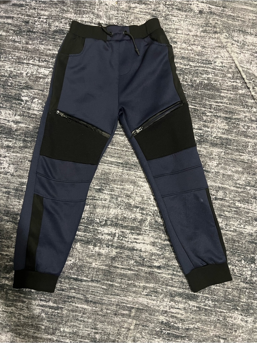 Boys’ Navy and Black Zip-Detail Jogger Pants